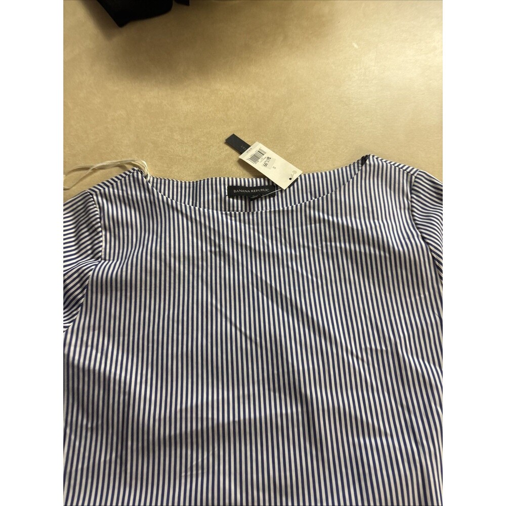 Banana Republic Blue And White Striped top With Side Ties- womens Size Small NWT - Picture 2 of 8